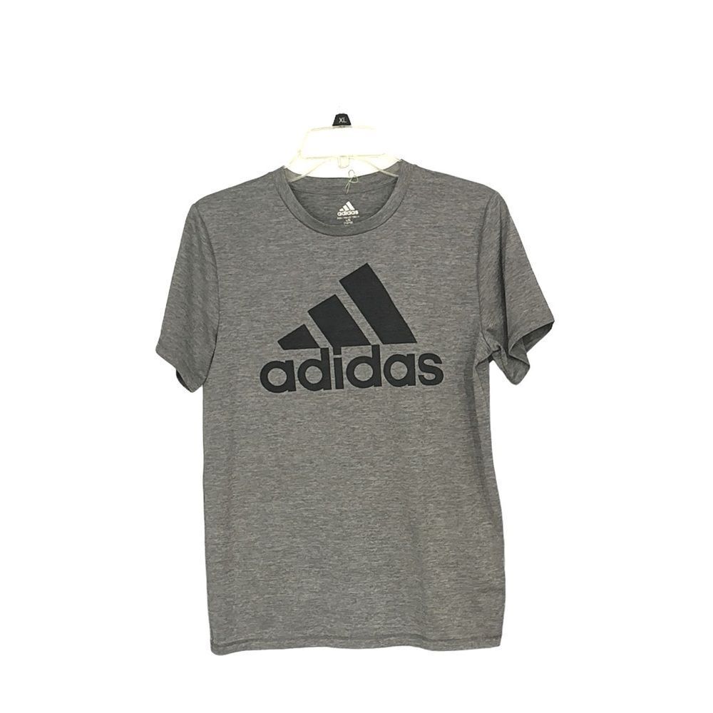 Adidas | Climalite Boys Grey T Shirt Black Logo gray Size XL 14/16